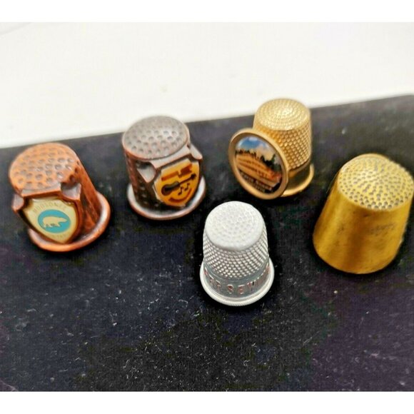 Vintage Metal Thimbles Lot of 5 See photos and details - Picture 1 of 11